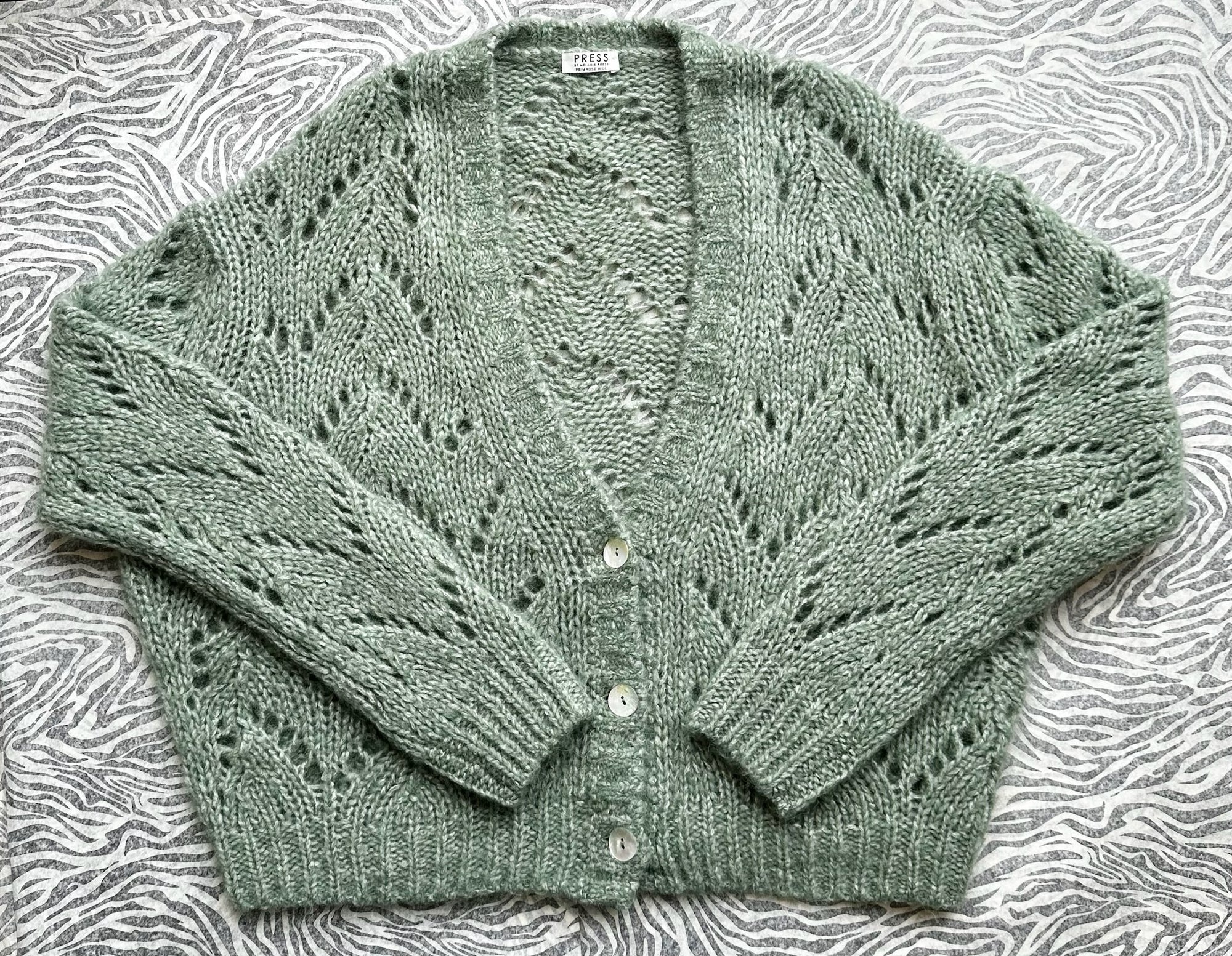 Pointelle Chevron Mint Cardigan