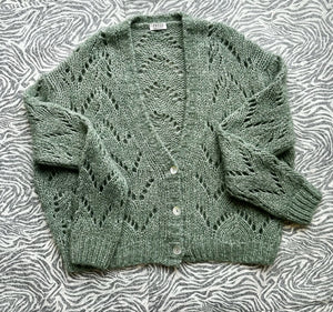 Pointelle Chevron Mint Cardigan