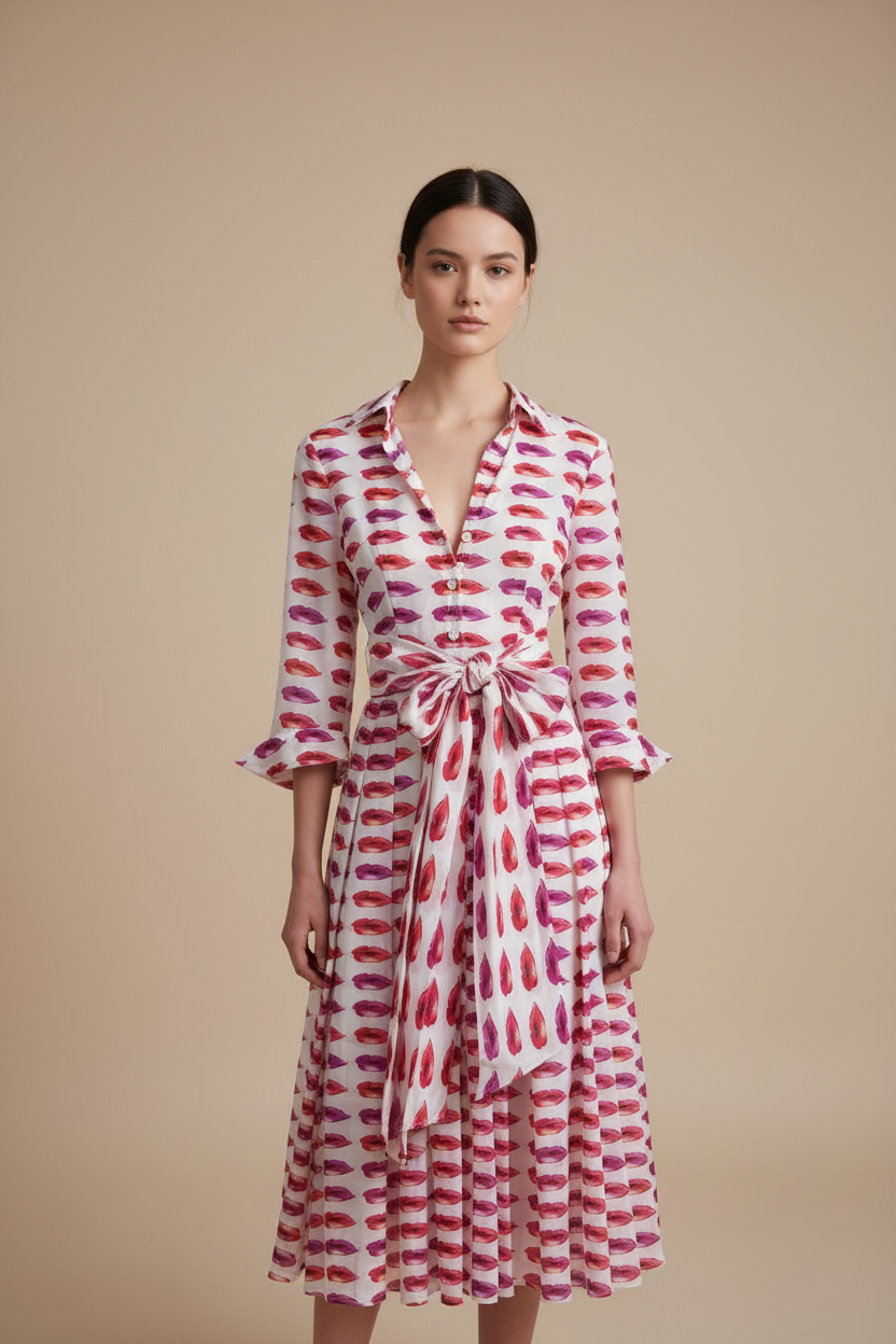 Audrey 'Watercolour-Lips' Dress