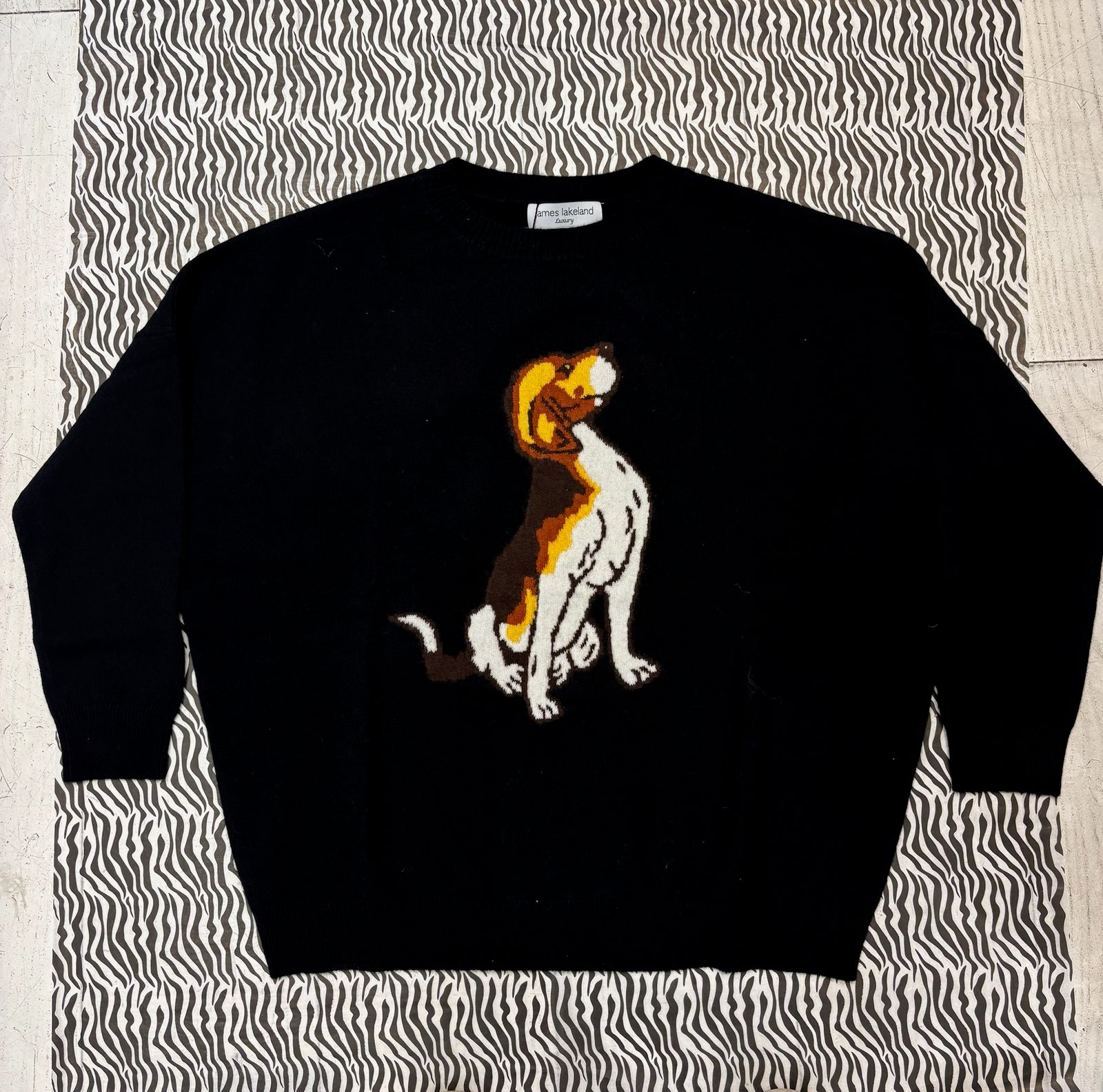 Cashmere Dog-Intarsia Pullover