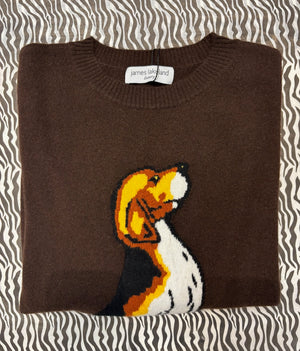 Cashmere Dog-Intarsia Pullover