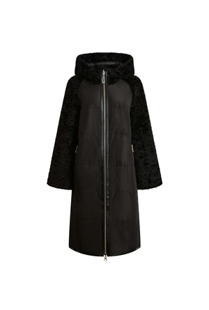 Hooded Black Faux Fur Coat