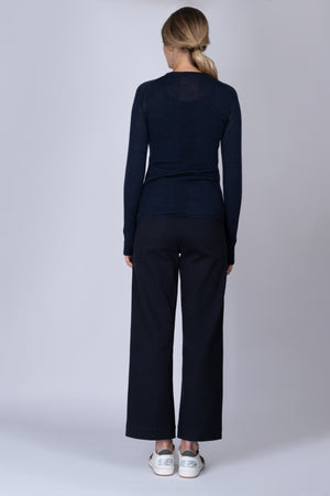Blue-Black Sailor Pant in Stretch Cotton Twill