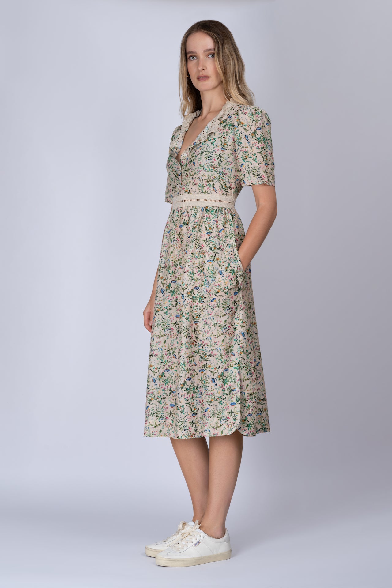 Botanical Print Cotton-Silk SOPHIA Dress