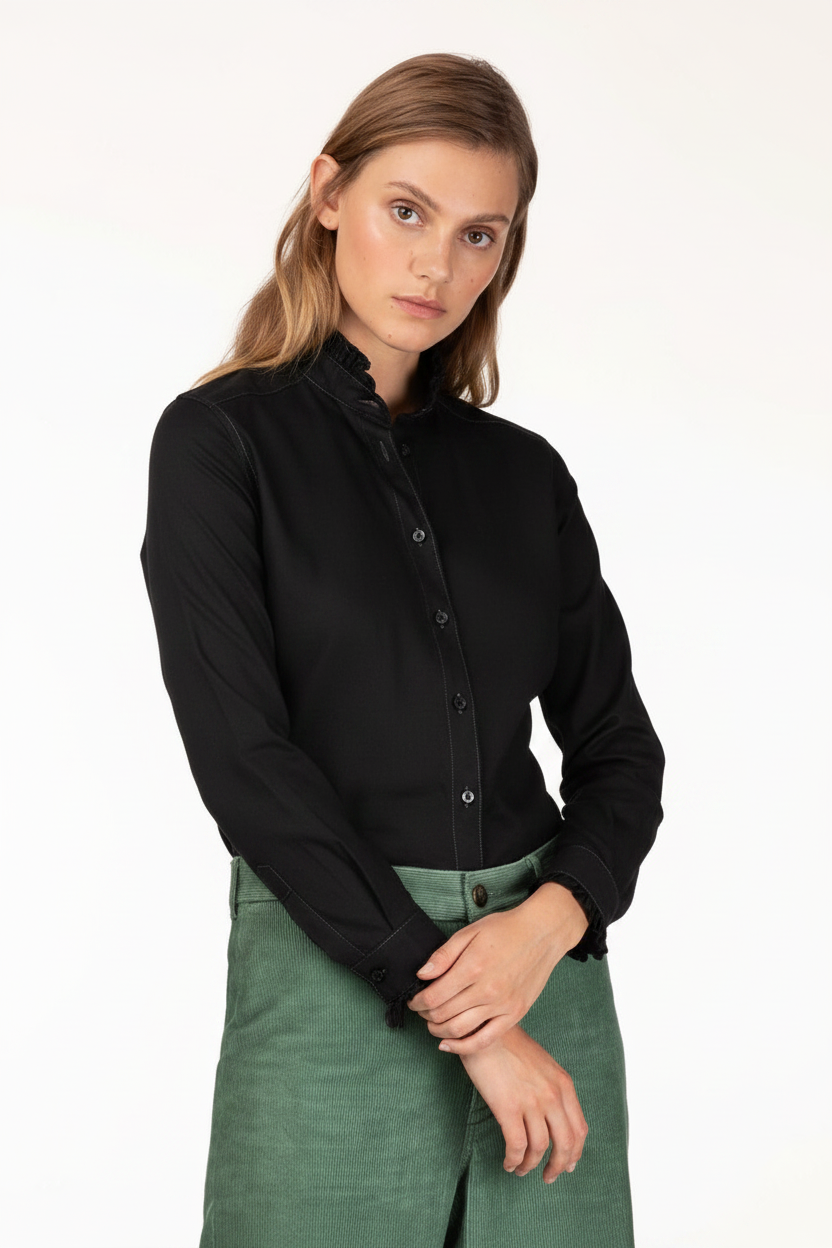 BLACK VITA Pique-Jersey Pie-Crust Shirt