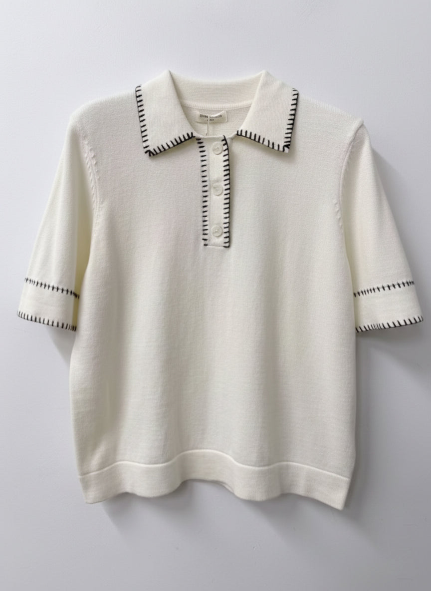 Veda Cotton Polo Ecru Knit