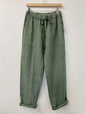 Linen Jogger - Navy or Kaki