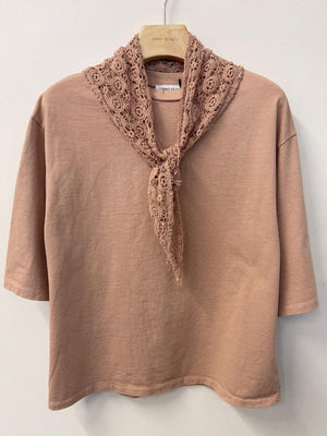 Rose Cotton Top With Scarf - PRESS Primrose Hill