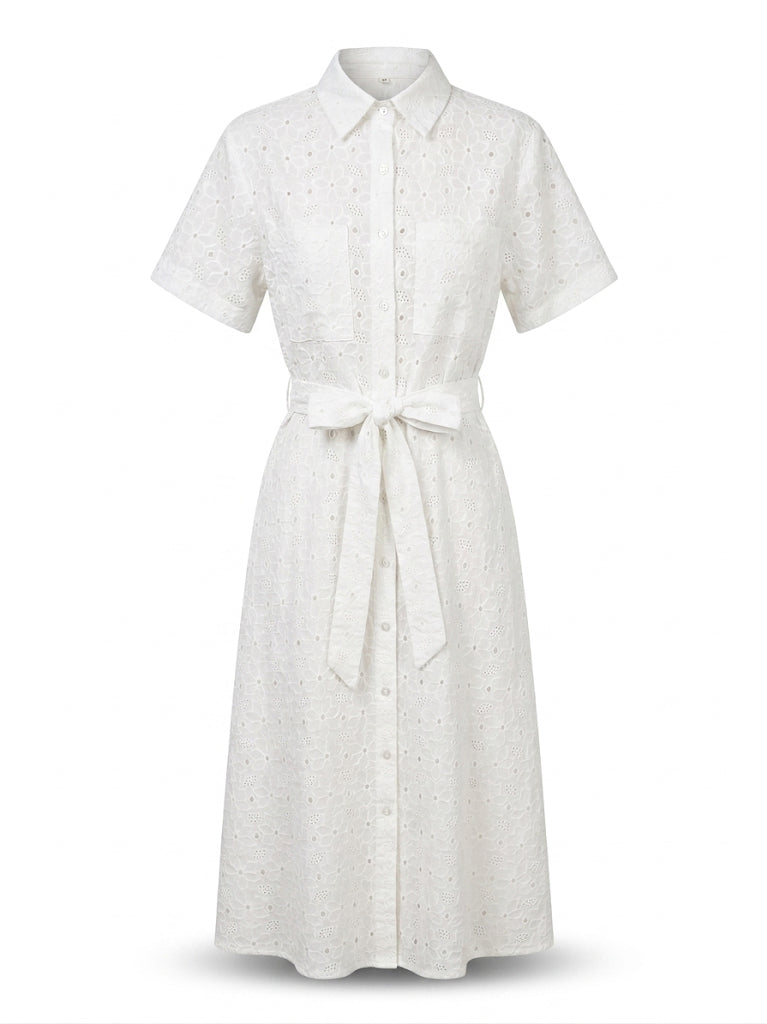 Kayla White Broderie Dress