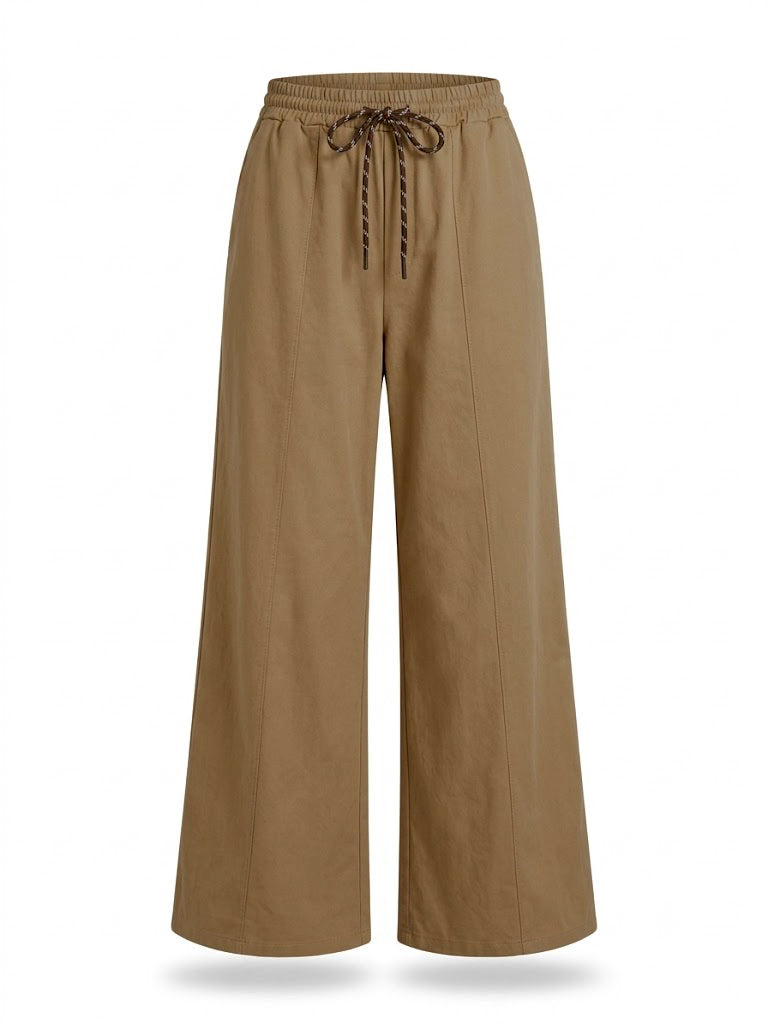 Hike-Lace Cotton Pants | Brown | Camel |