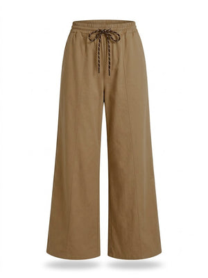 Hike-Lace Cotton Pants | Brown | Camel |