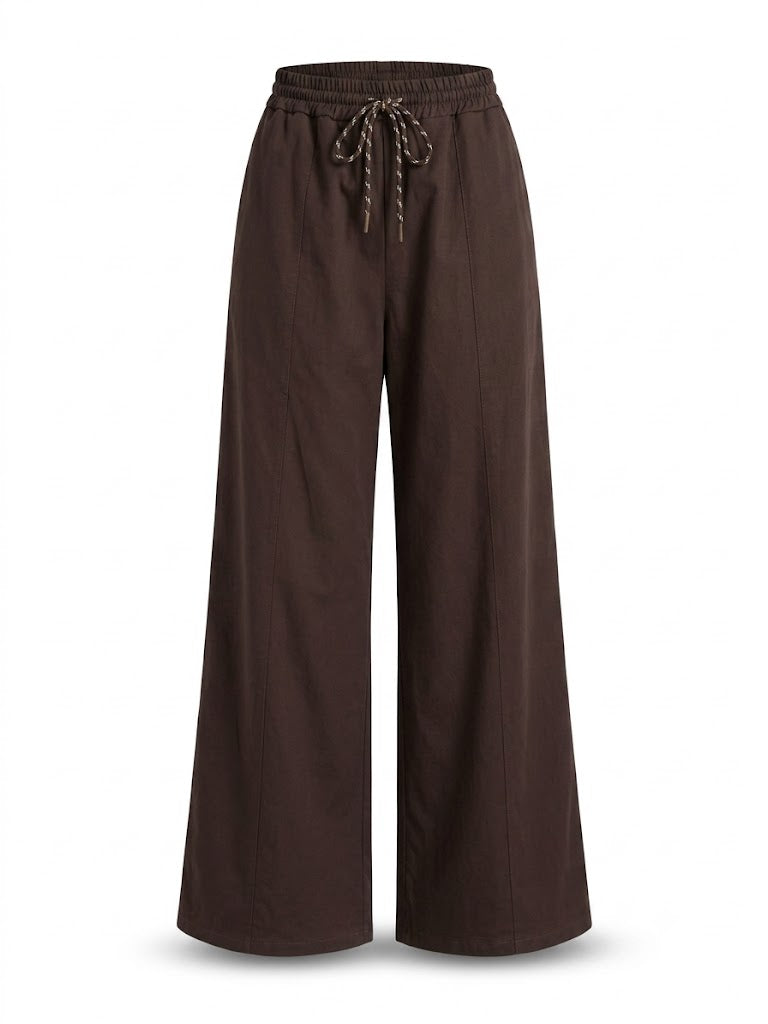 Hike-Lace Cotton Pants | Brown | Camel |