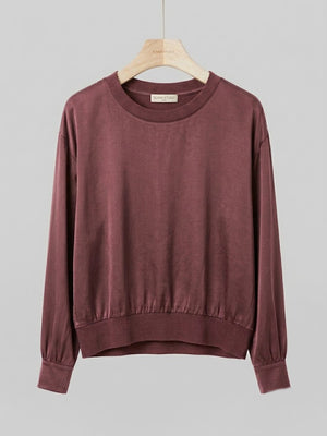 LONG SLEEVED Satin Rib-Trim Top