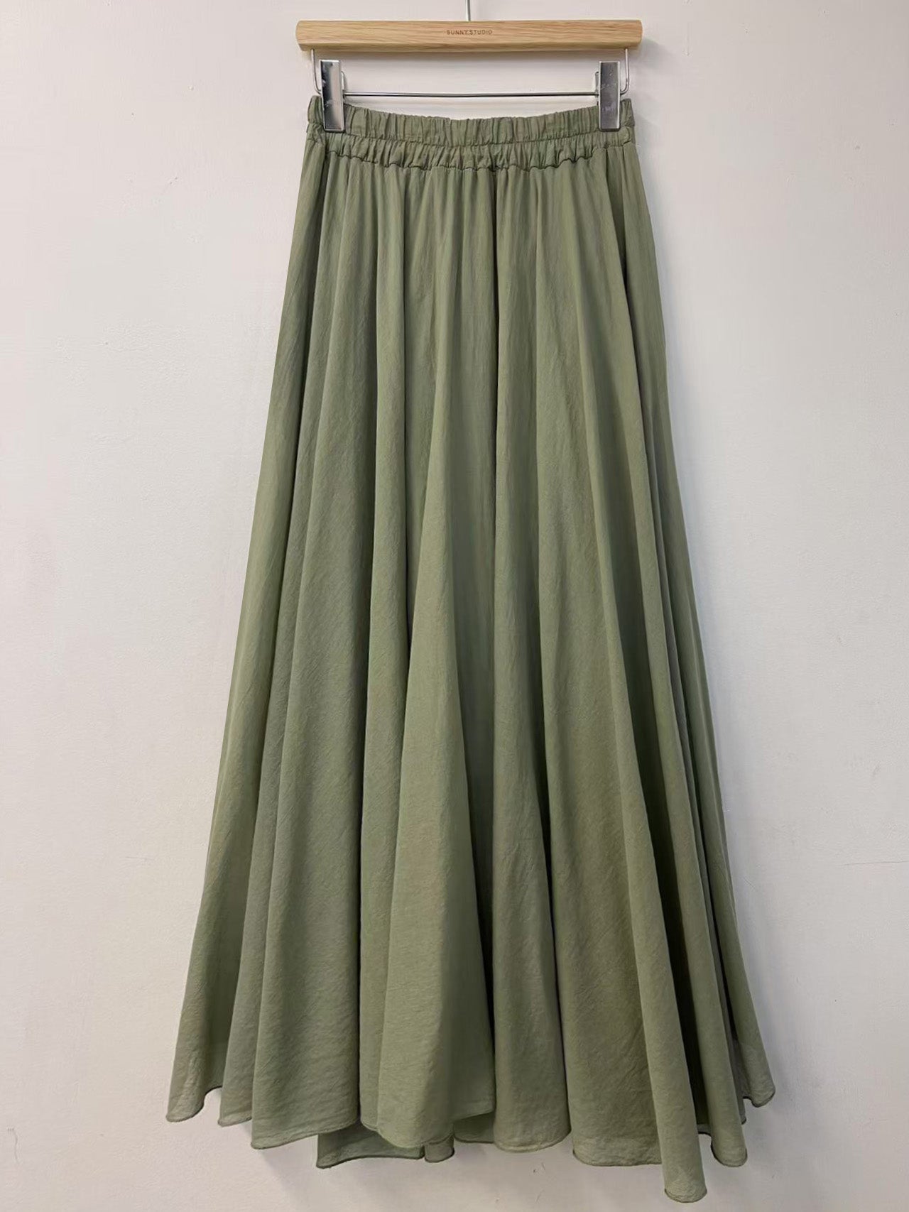 Kaki Long Cotton Skirt
