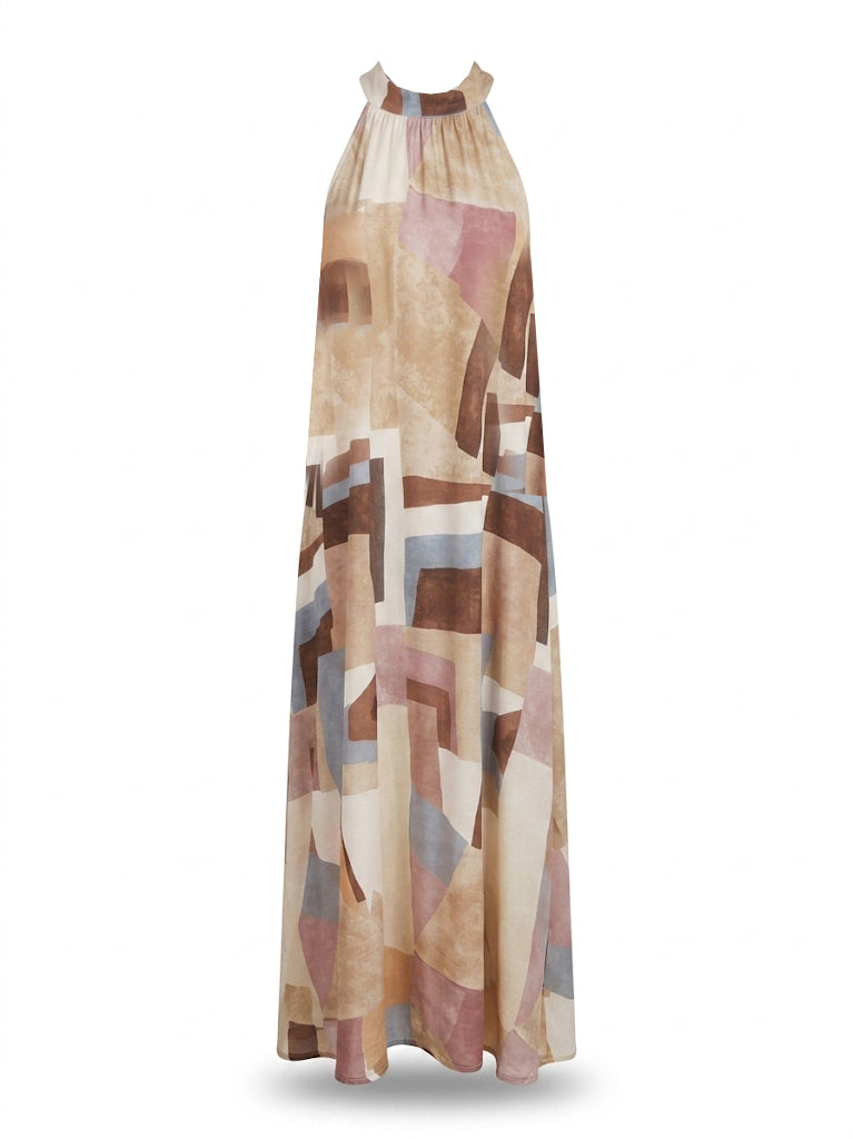 Printed Halter Long Dress