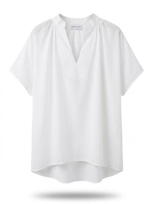 Pullover Short-Sleeve Cotton Silk Top