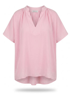 Pullover Short-Sleeve Cotton Silk Top