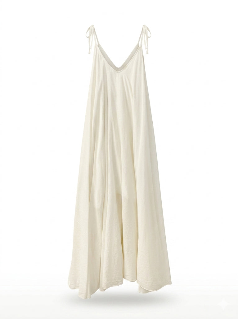Strappy Italian Cotton Long Dress - PRESS Primrose Hill