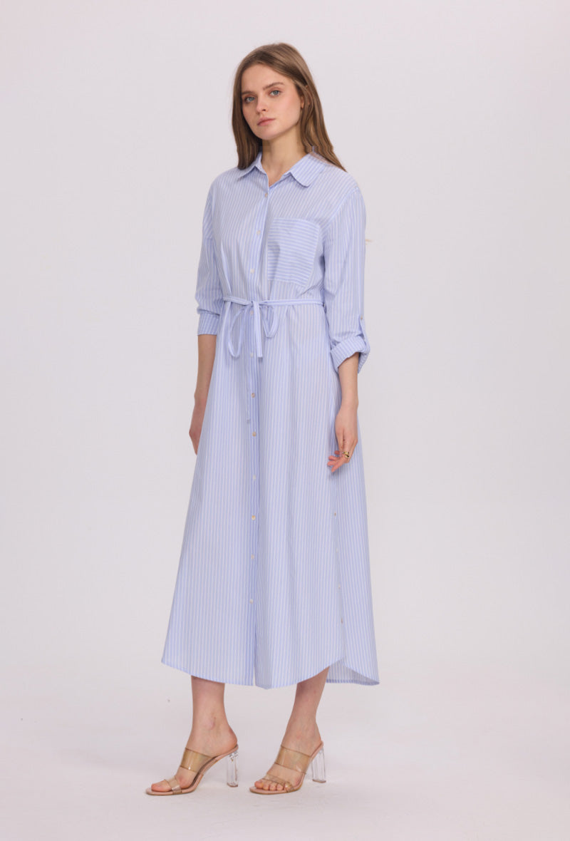 Sky Stripe Shirt-Dress