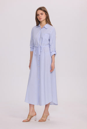 Sky Stripe Shirt-Dress - PRESS Primrose Hill