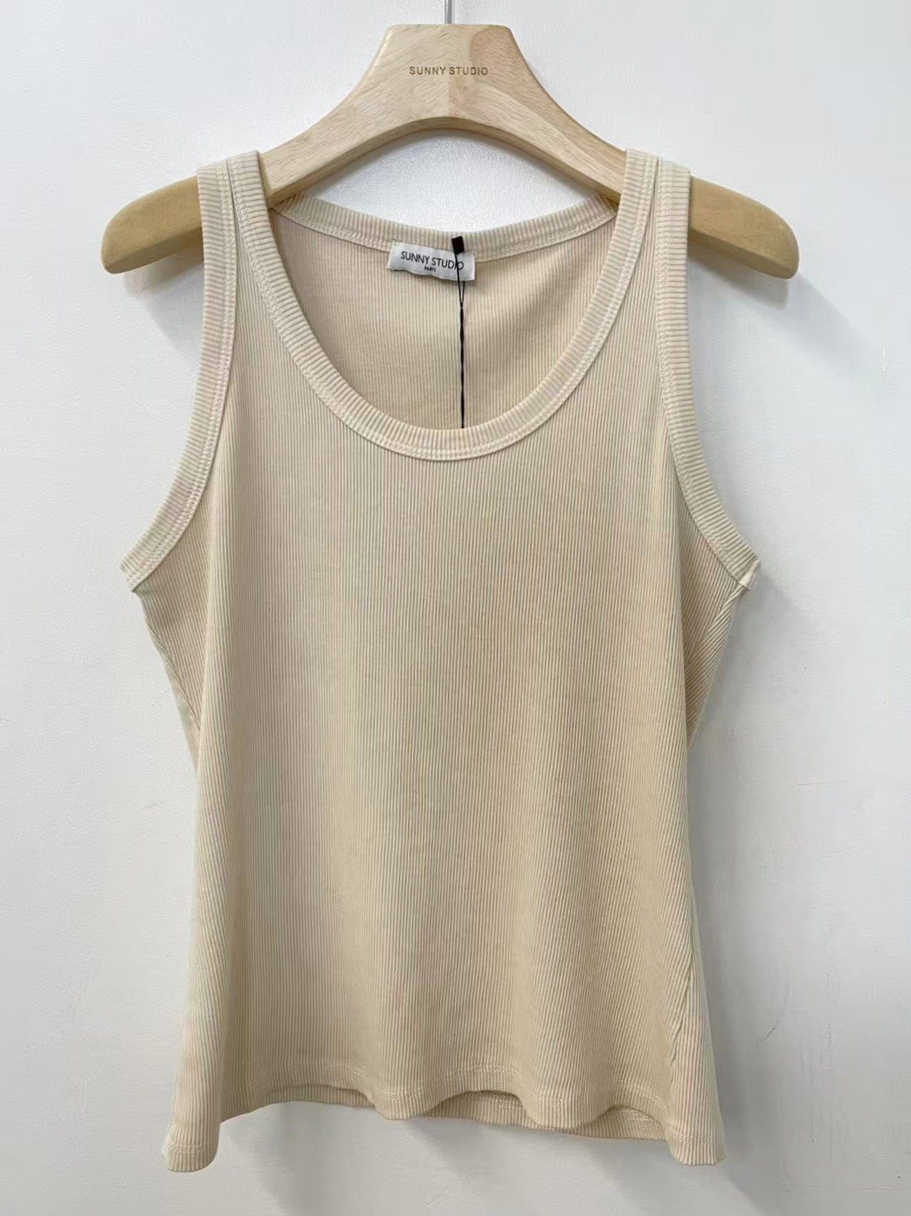 Beige Cotton Rib Tank