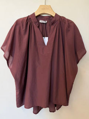 Pullover Short-Sleeve Cotton Silk Top