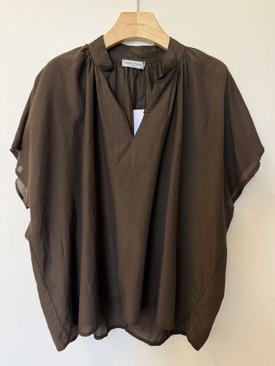 Pullover Short-Sleeve Cotton Silk Top - PRESS Primrose Hill