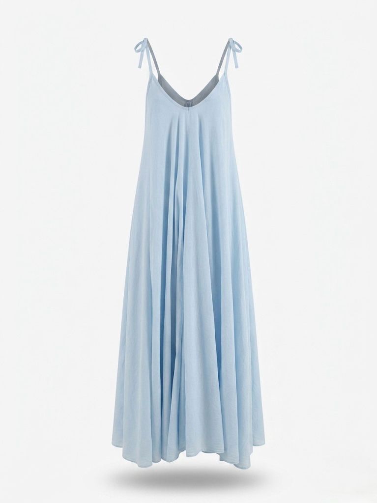 Sky Strappy Italian Cotton Long Dress