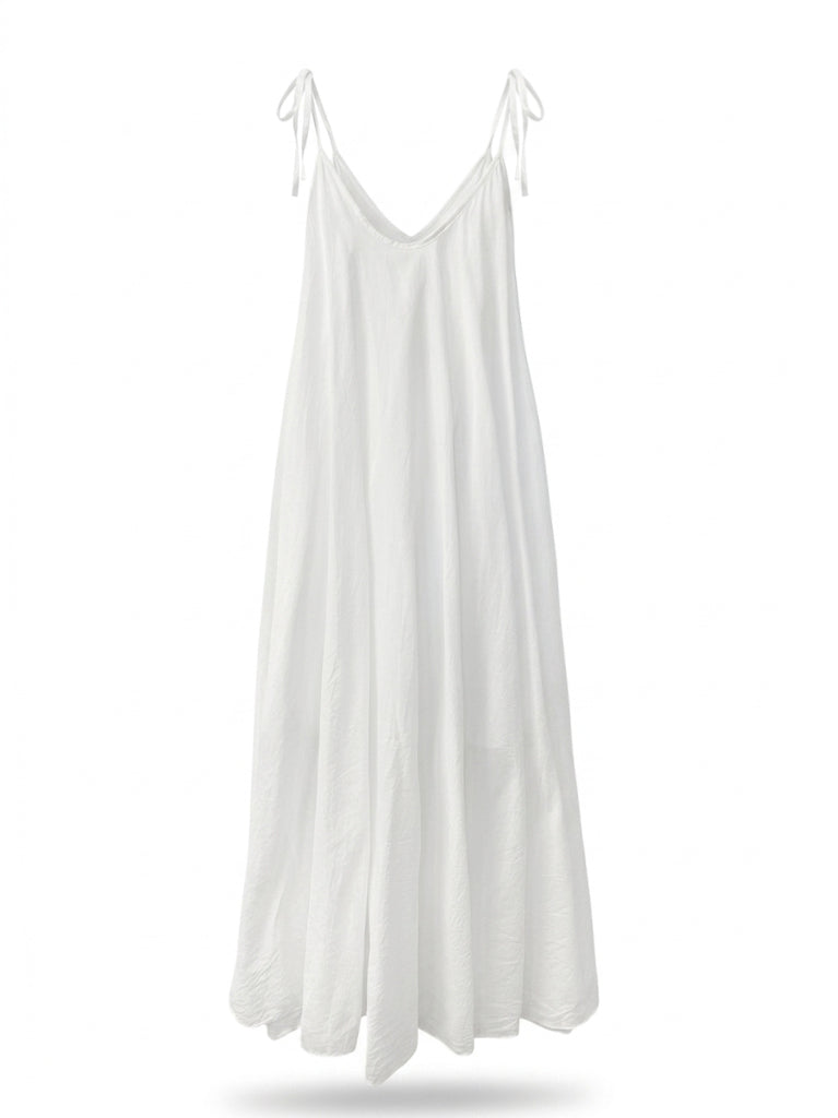 Strappy Italian Cotton Long Dress - PRESS Primrose Hill