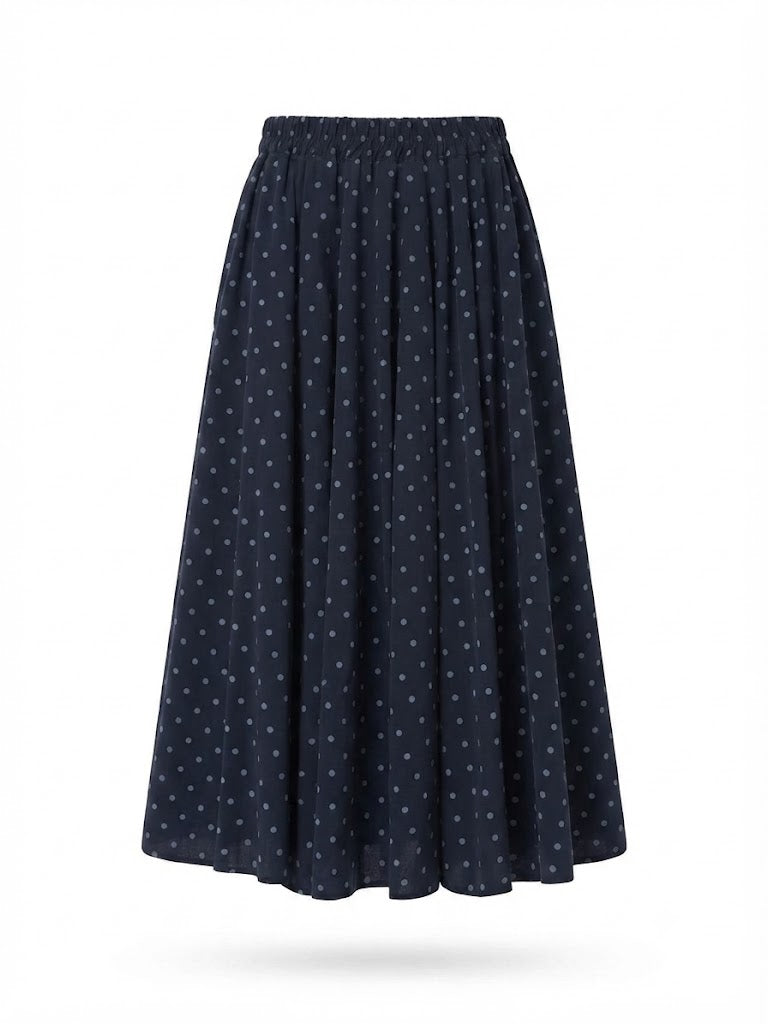 Dotty Navy Pincord Skirt