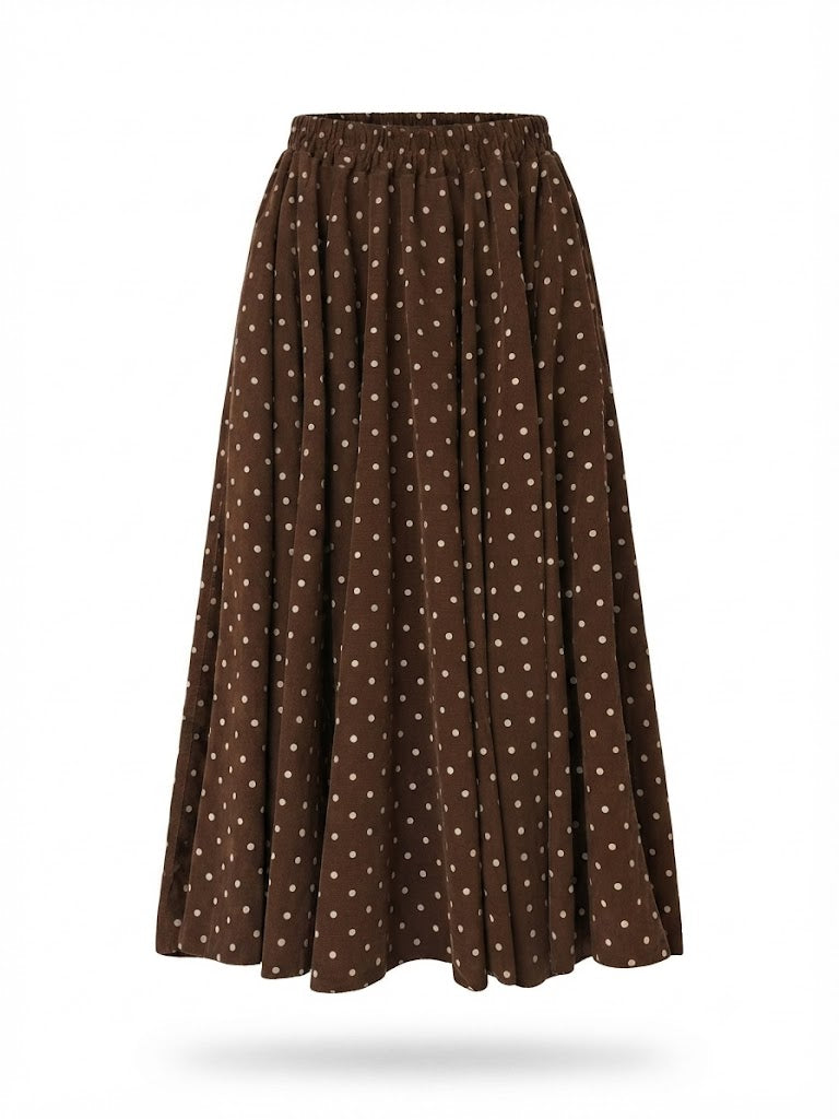 Dotty Brown Pincord Skirt