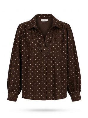 Dotty Brown Pincord Blouse Top - PRESS Primrose Hill