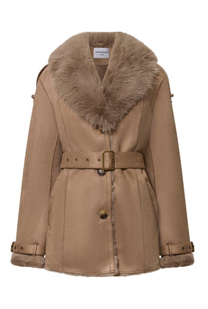 Taupe Faux Fur Short Coat