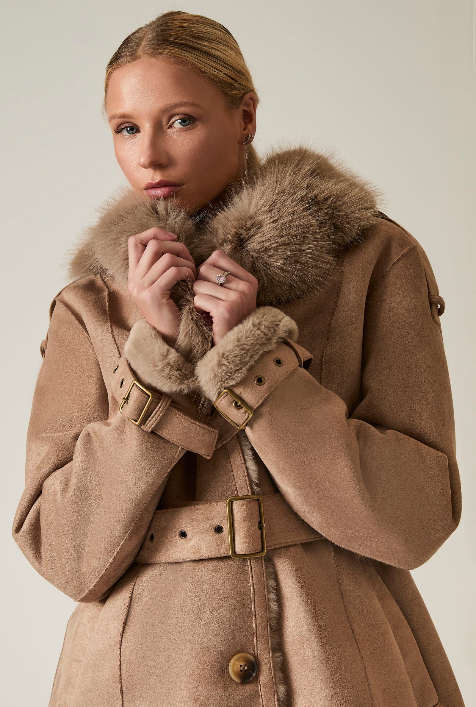 Taupe Faux Fur Short Coat