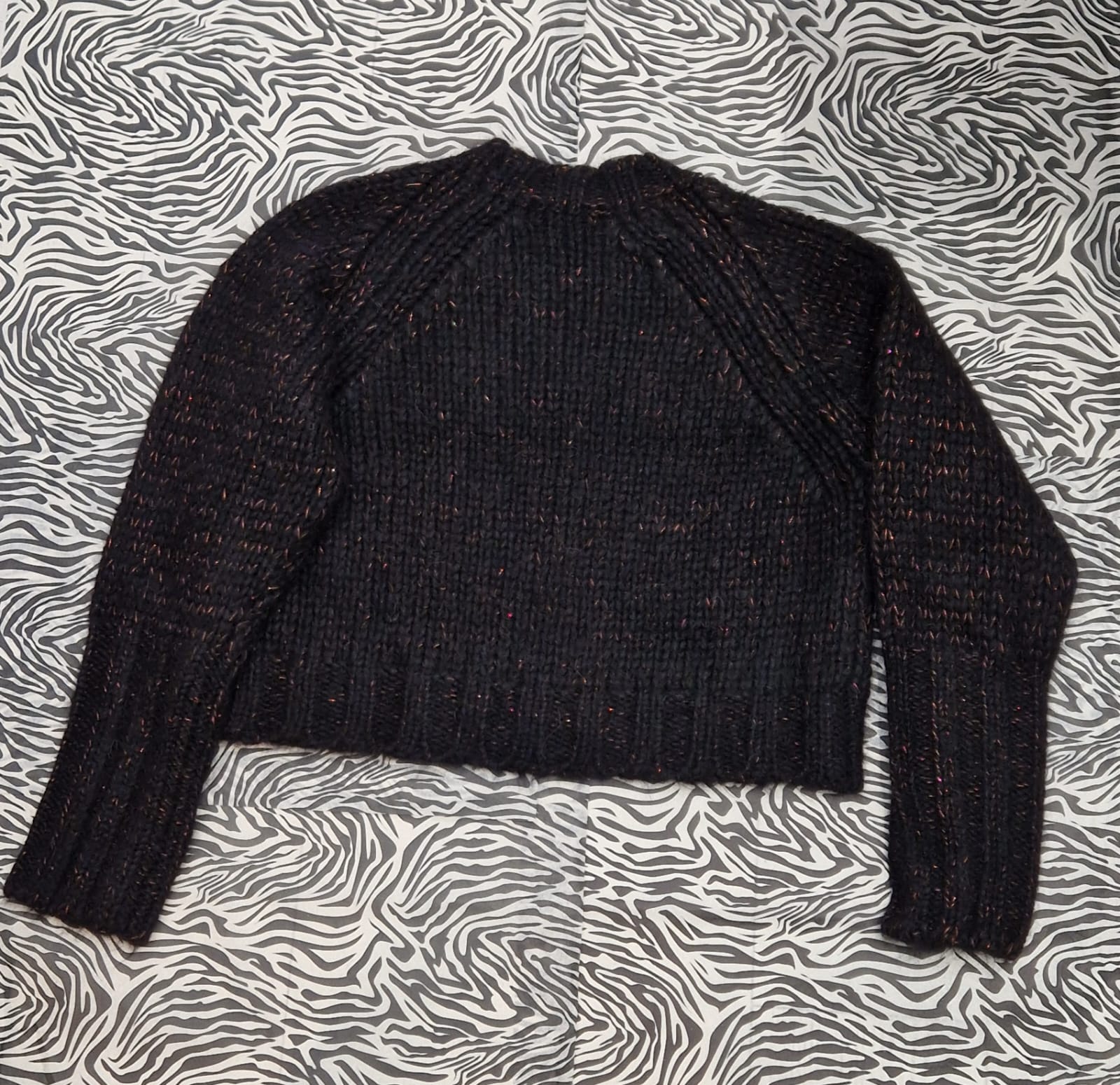 Italian Black & Copper Shorter Knit Pullover