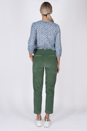 Chive-Green Pincord Chino Trousers