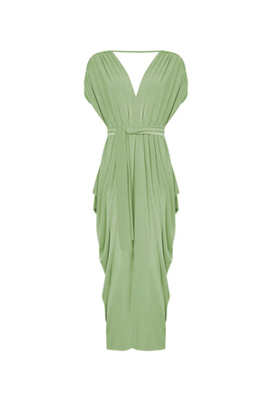 Green Grecian Draped Dress