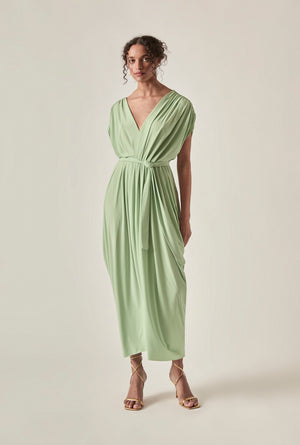 Green Grecian Draped Dress