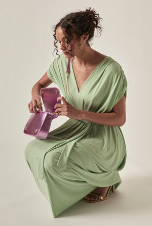 Green Grecian Draped Dress
