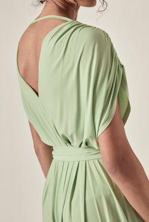 Green Grecian Draped Dress