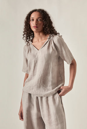 Linen Top : White | Navy | Taupe