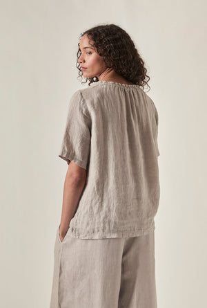 Linen Top : White | Navy | Taupe