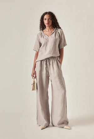 Linen Top : White | Navy | Taupe