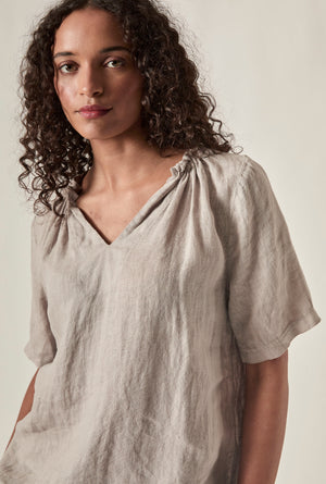Linen Top : White | Navy | Taupe