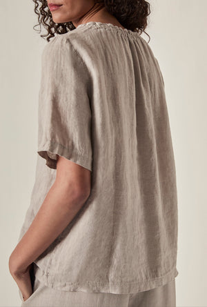 Linen Top : White | Navy | Taupe