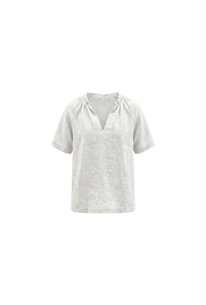 Linen Top : White | Navy | Taupe