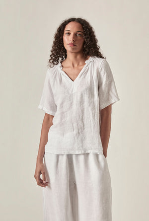 Linen Top : White | Navy | Taupe