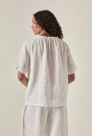 Linen Top : White | Navy | Taupe