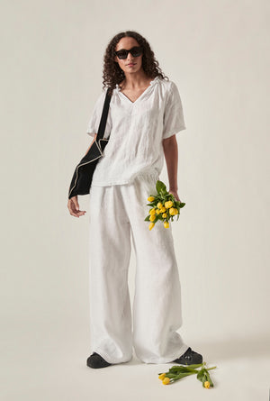 Linen Top : White | Navy | Taupe
