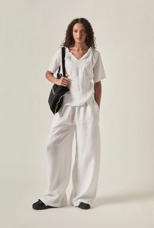 Linen Top : White | Navy | Taupe